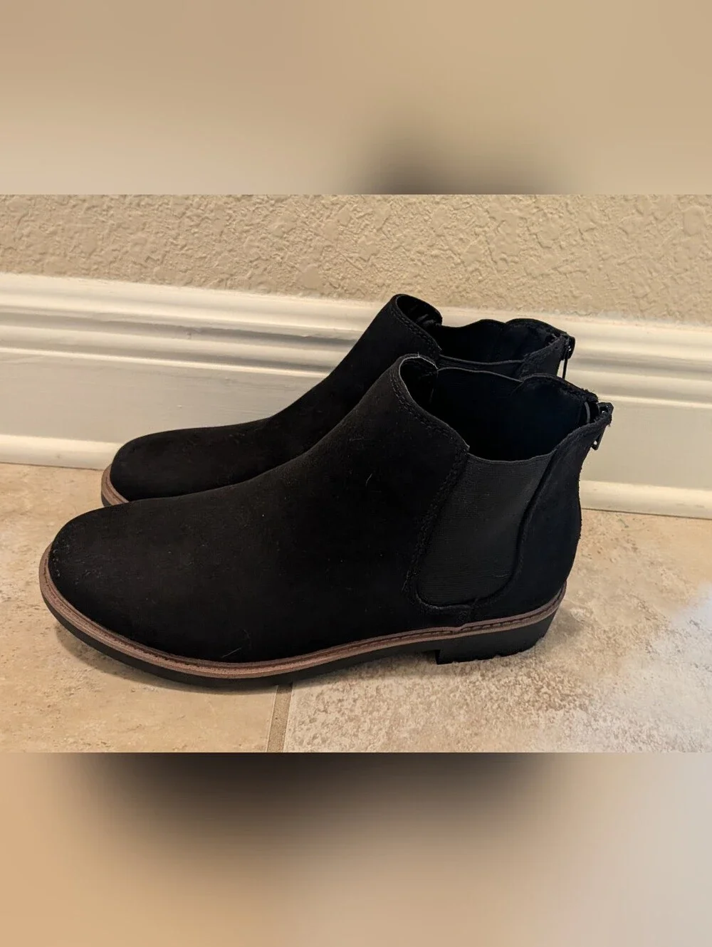 NWOT Black Suede Chelsea Boots